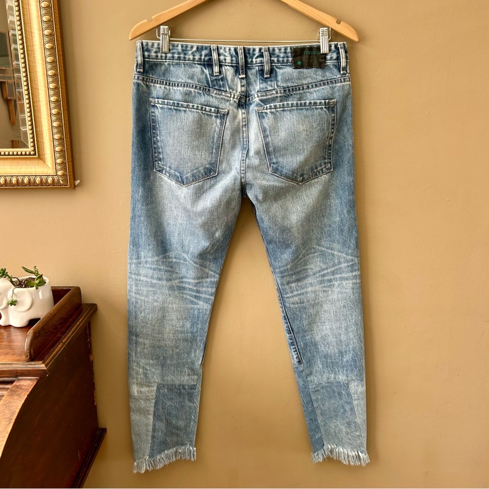Tortoise Denim Distressed Patchwork Light Wash Je… - image 5